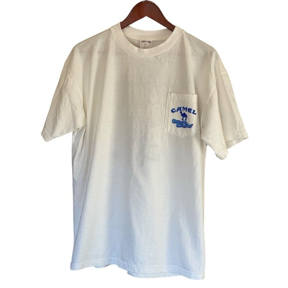 Camel Groove Blender White Vintage Men's XL Short Sleeve T-Shirt Pocket Tee 1996